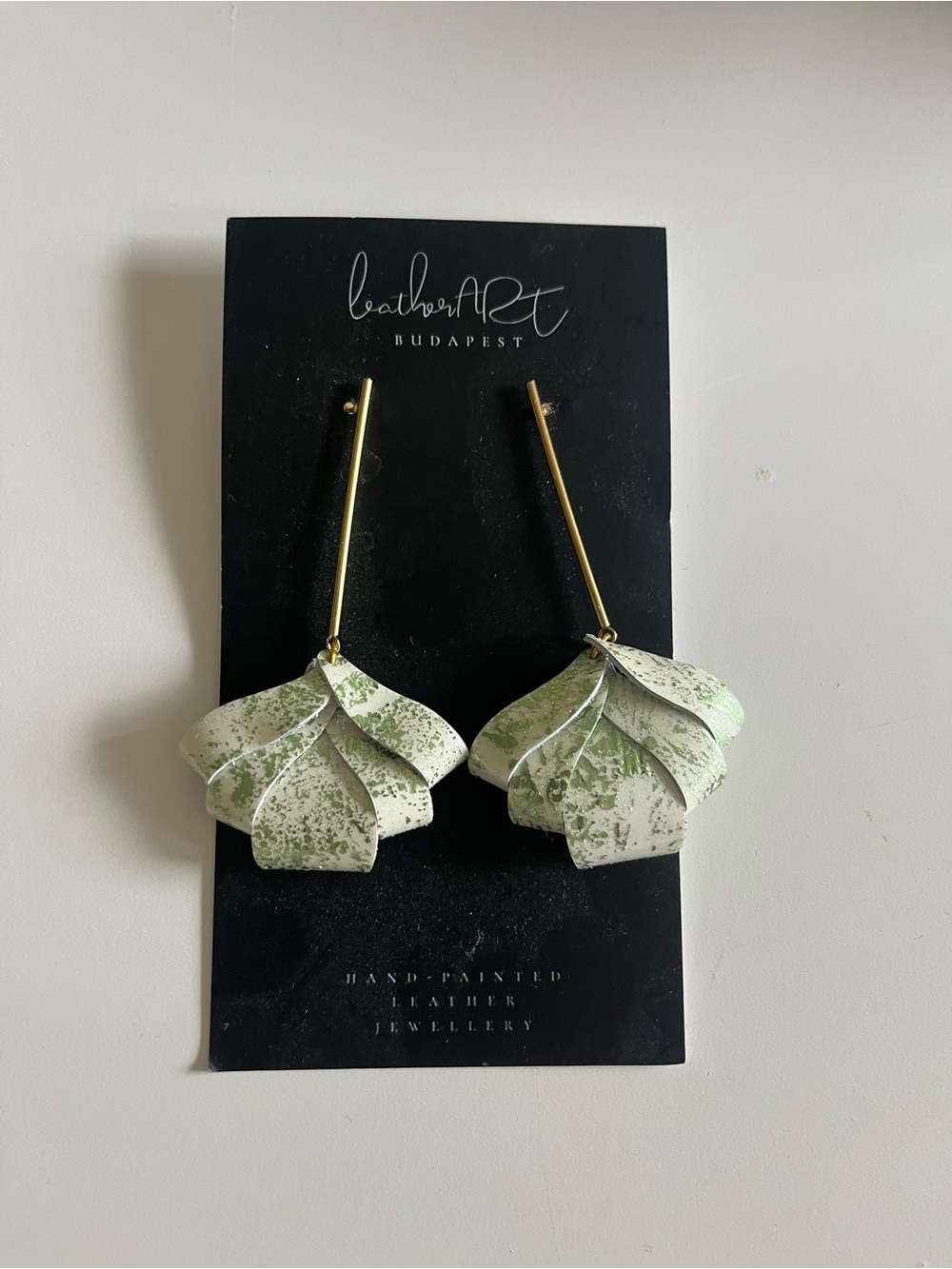 Green & White Floral Drop Earrings